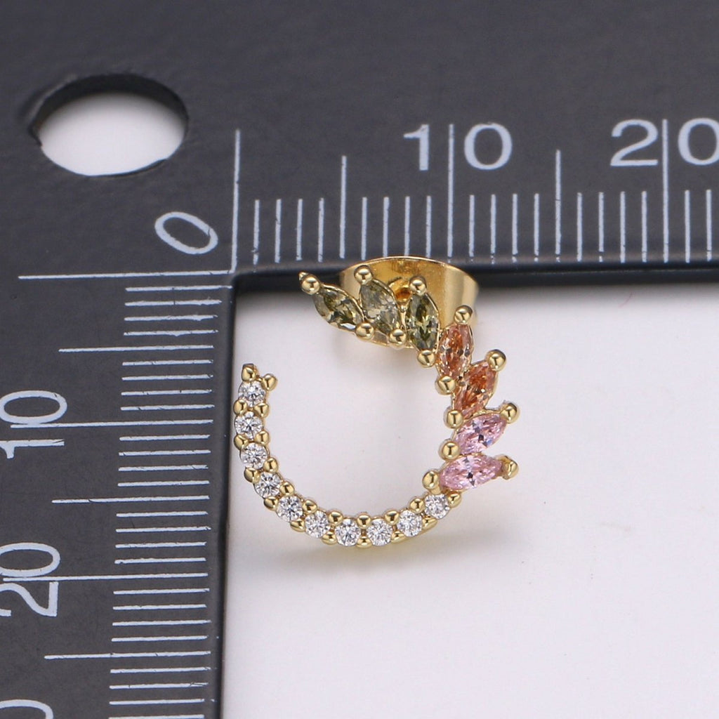 Dainty Marquise CZ Stud Earrings Multi Color Cz Stone for Hoop Earring 13mm Hoop P-030 - DLUXCA