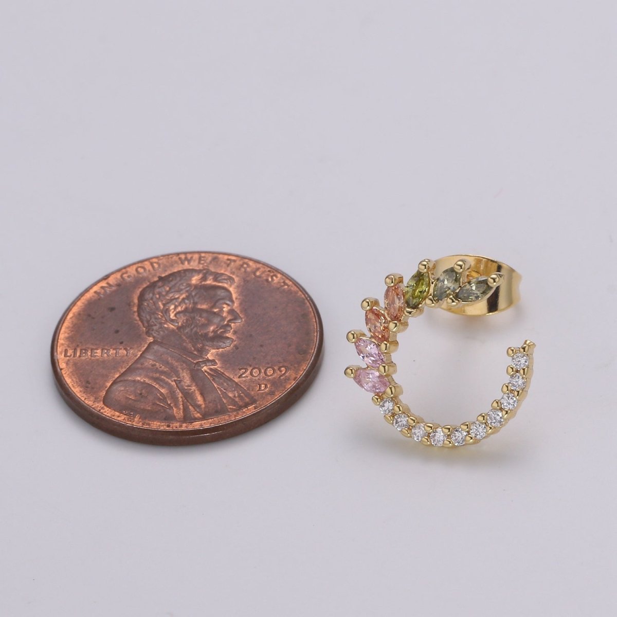 Dainty Marquise CZ Stud Earrings Multi Color Cz Stone for Hoop Earring 13mm Hoop P-030 - DLUXCA