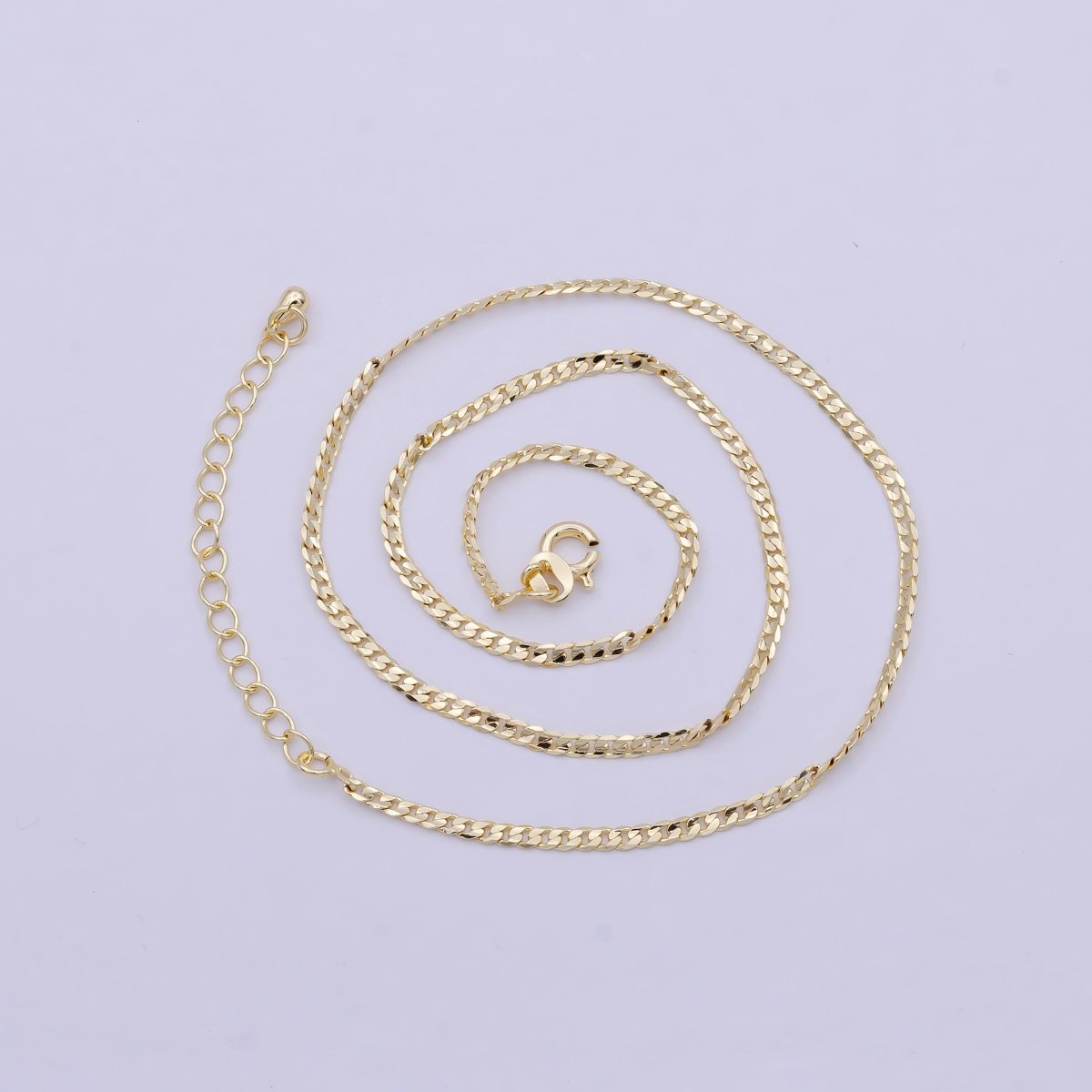 Dainty Miami Cuban Gold Curb Link Chain, 2.2mm 18K Gold plated Chain Necklace• Gold Necklace Gold plated Layer Necklace | WA-829 Clearance Pricing - DLUXCA