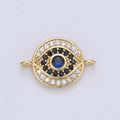 Dainty Micro Pave EVIL Eye Connector, CZ Evil Eye Charm, Cubic Zirconia Rose Gold Evil Eye Bracelet Connector Link Charm F-337 - DLUXCA