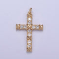 Dainty Micro paved Cross Charm in 16k Gold plated Pendant for Religious Jewelry Making N-357 - DLUXCA