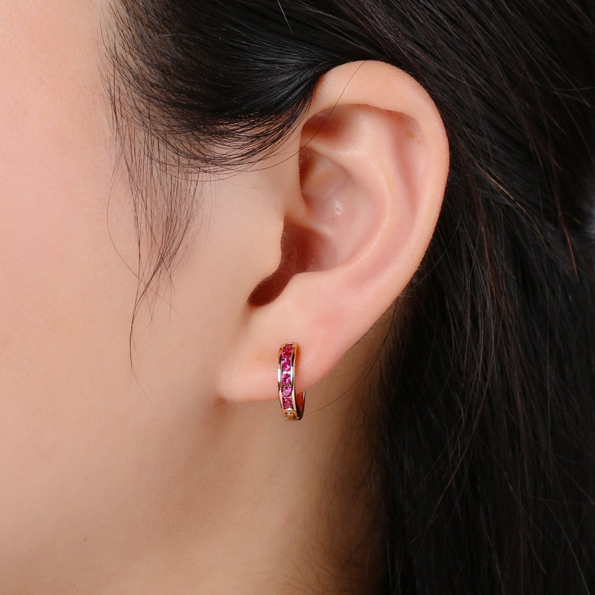 Dainty Minimalist Cz Earring Gold plated Huggie Earring Everyday Wear Jewelry P-178 P-179 - DLUXCA