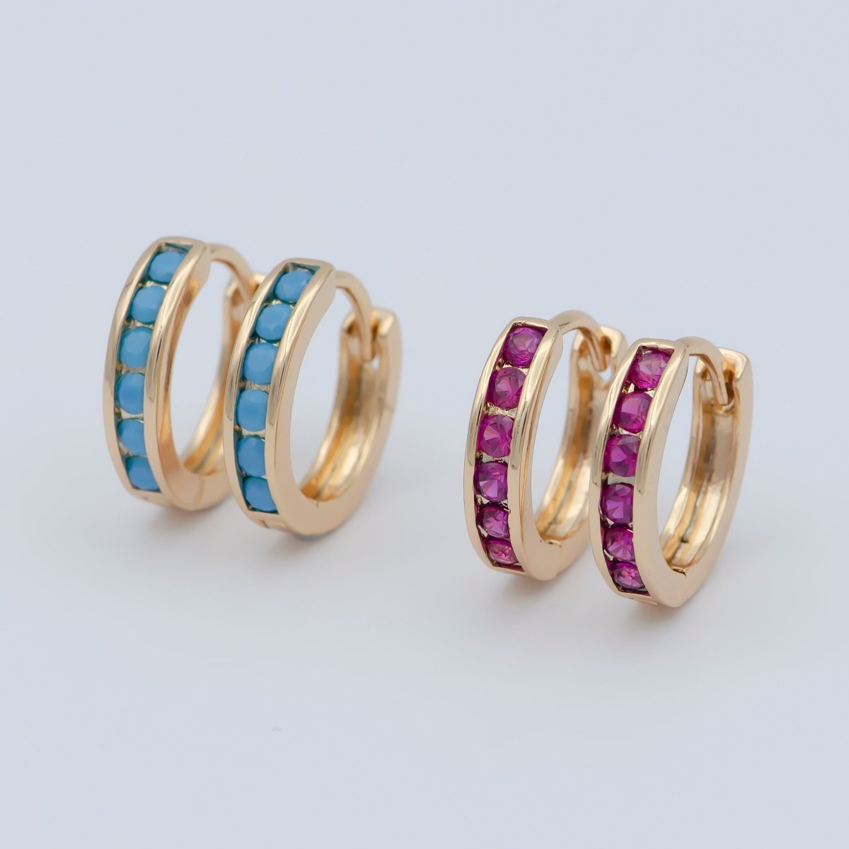 Dainty Minimalist Cz Earring Gold plated Huggie Earring Everyday Wear Jewelry P-178 P-179 - DLUXCA