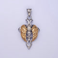 Dainty Mixed Metal Gold Winged Cross Pendant Stainless Steel Angel Wing Charm P1202 - DLUXCA