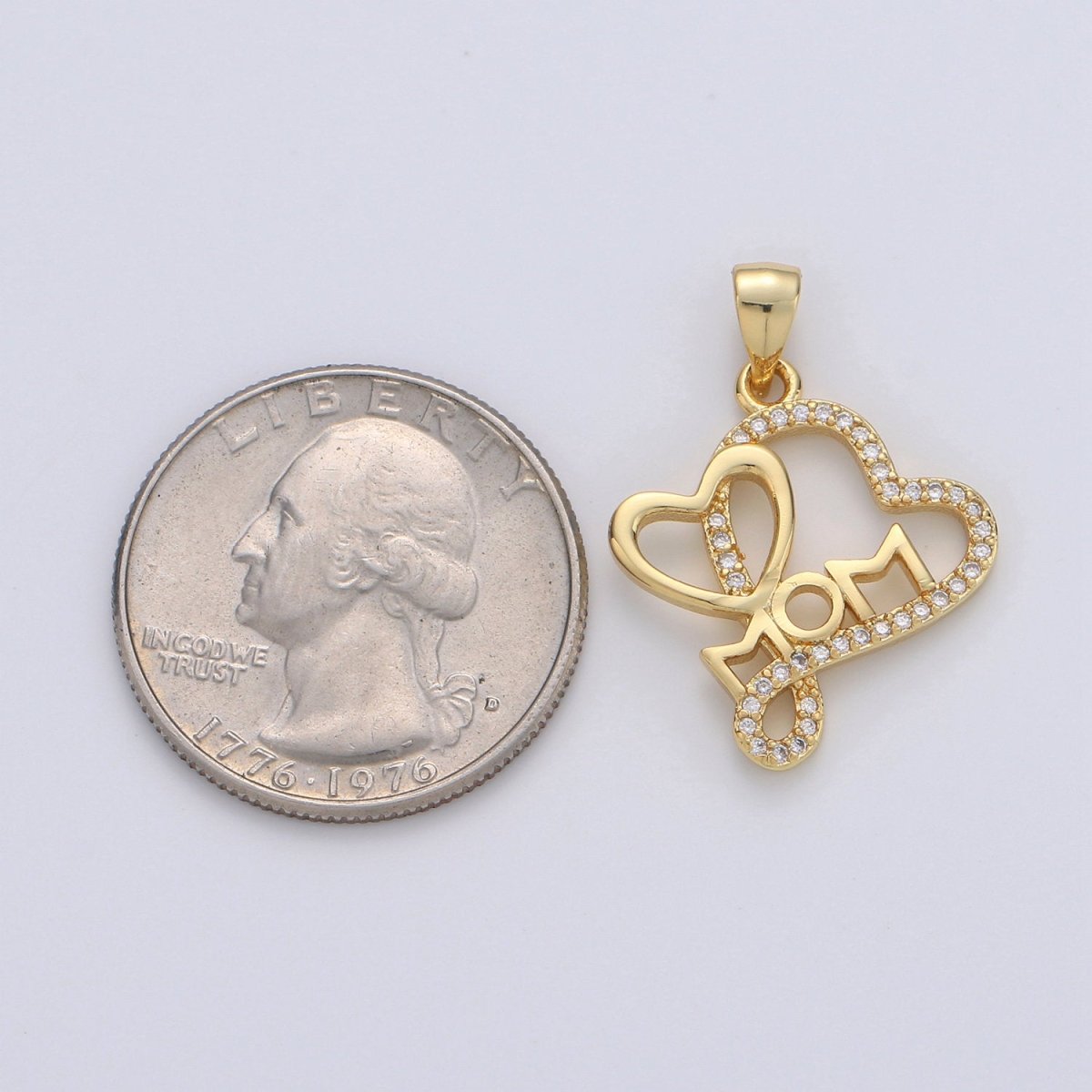 Dainty Mom Charm Pendant, Mother's Day Charms Pendants, Mom Heart, 14k Gold plated Charm Micro Pave Mom Charm Dangle Pendant I-669 - DLUXCA