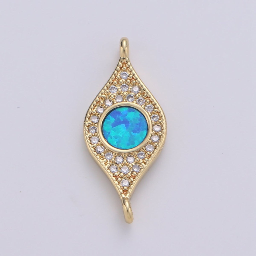 Dainty Opal Bracelet Connector Gold Evil Eye Charm 14k Gold Fill Peacock Feather Charm Connector for Bracelet Necklace Charm Component F-491 F-492 F-493