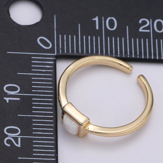 Dainty Opal ring- cocktail gemstone ring - Gold ring - Thin Gold Open ring - Adjustable Gold band ring for Stackable Jewelry R-278 - DLUXCA