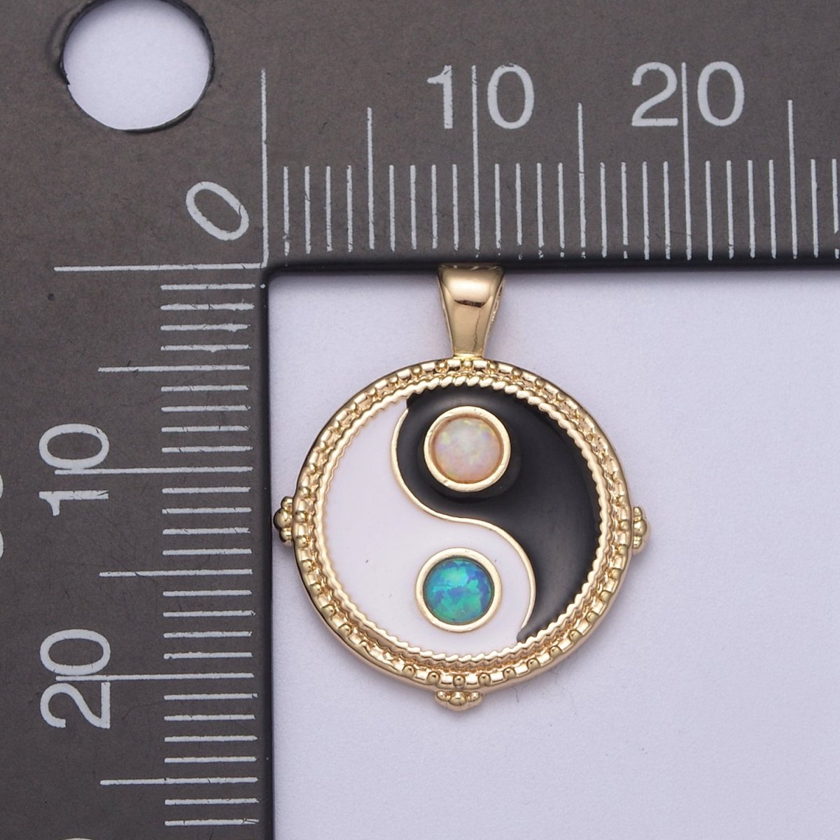 Dainty Opal Yin Yang Pendant 14k Gold plated YinYang Charm Yoga Relationship Couple Y2K Jewelry H-342 - DLUXCA