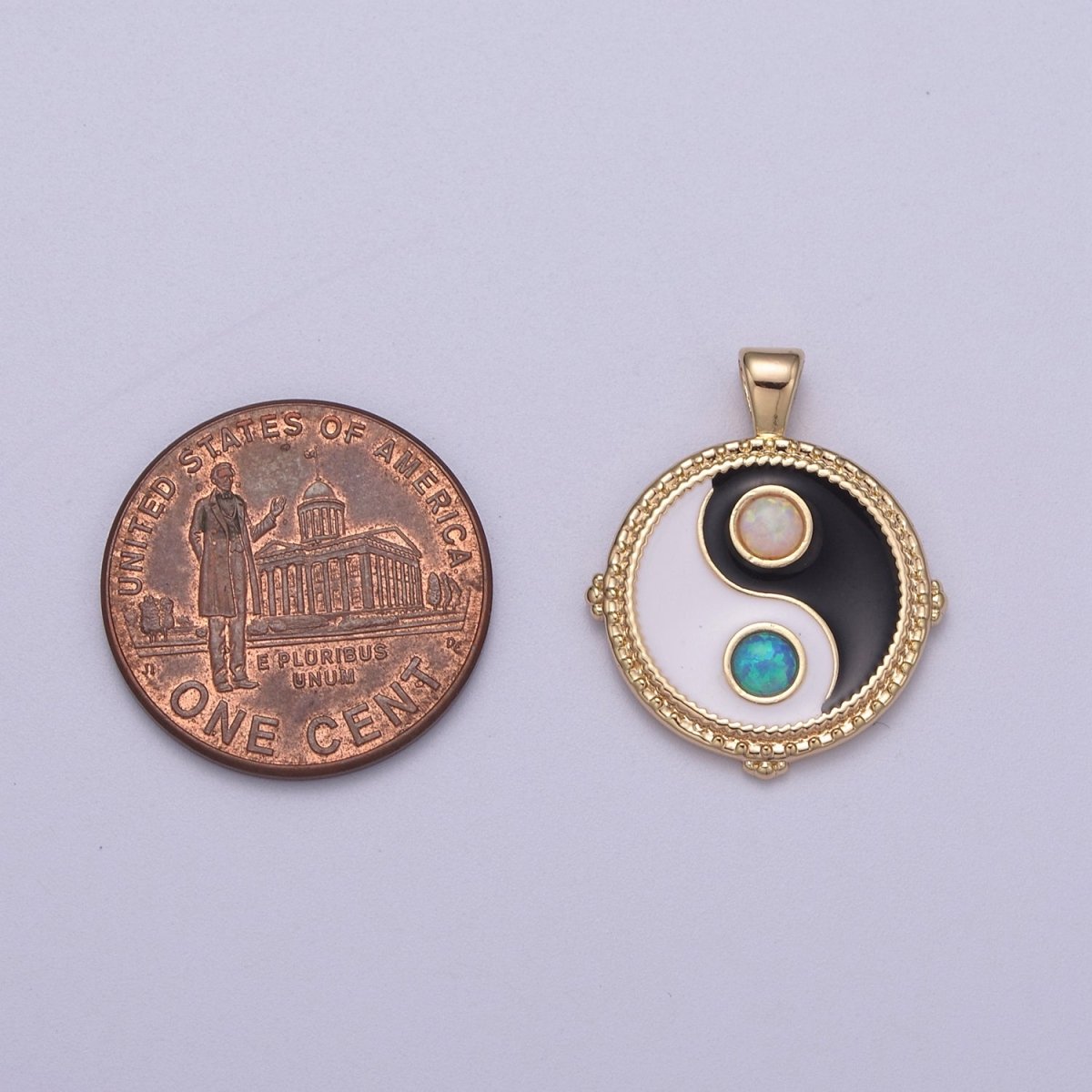 Dainty Opal Yin Yang Pendant 14k Gold plated YinYang Charm Yoga Relationship Couple Y2K Jewelry H-342 - DLUXCA