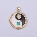 Dainty Opal Yin Yang Pendant 14k Gold plated YinYang Charm Yoga Relationship Couple Y2K Jewelry H-342 - DLUXCA