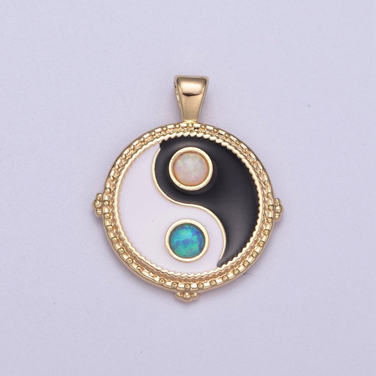 Dainty Opal Yin Yang Pendant 14k Gold plated YinYang Charm Yoga Relationship Couple Y2K Jewelry H-342 - DLUXCA