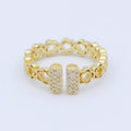 Dainty open ring, gold bar ring, open bar ring, T ring Cz minimalist jewelry Open Adjustable Ring O-486 - DLUXCA