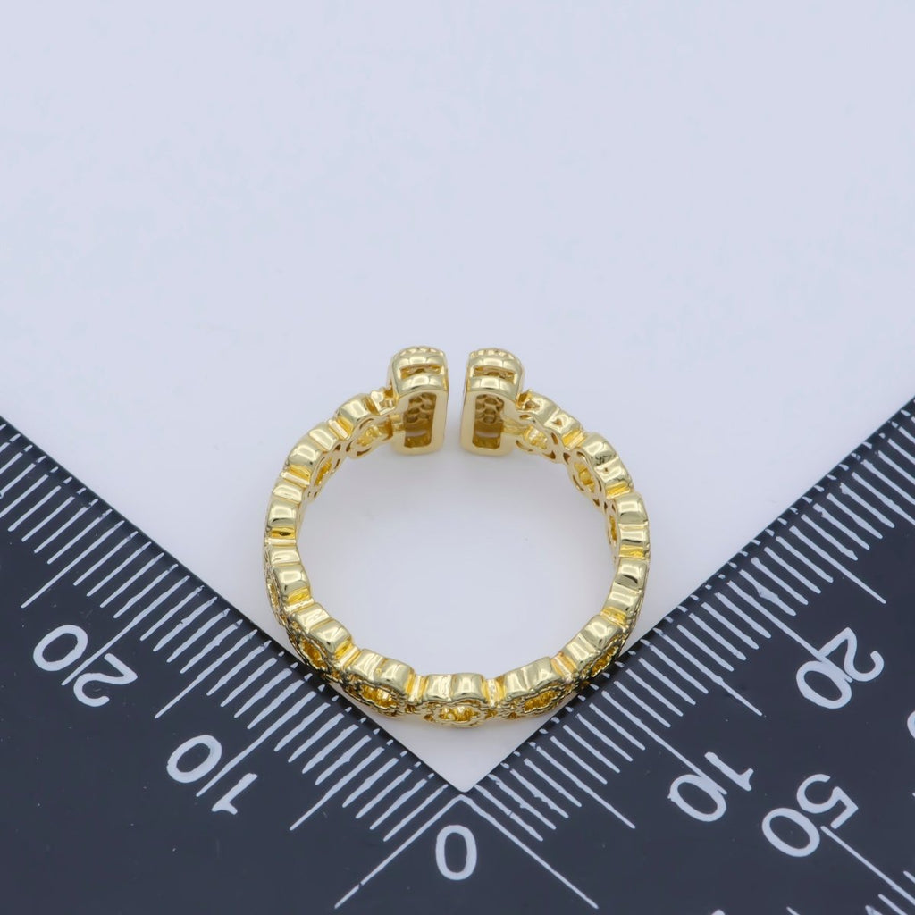 Dainty open ring, gold bar ring, open bar ring, T ring Cz minimalist jewelry Open Adjustable Ring O-486 - DLUXCA