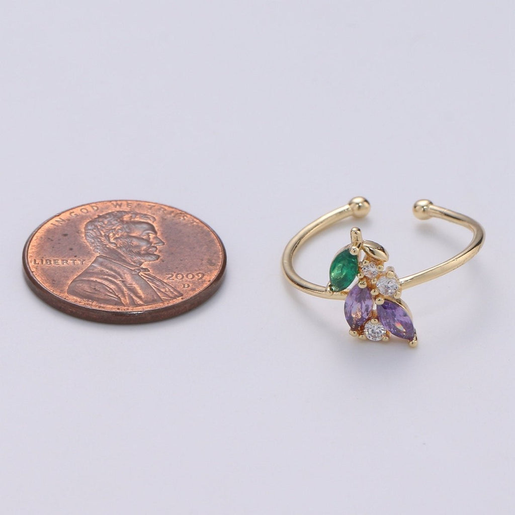 Dainty Open Rings | Simple Gold Ring | Minimalist Ring | Layered Ring | Lavender Spring Flower Ring Gift for Her | Thin Open Gold Ring R-066 - DLUXCA