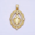 Dainty Oval Miraculous Lady Gold plated Medallion Pendant for Religious Jewelry AA212 - DLUXCA