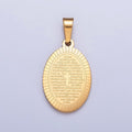 Dainty Oval Stainless Steel Pendant, Religious Pendant Engraved with the Lord's Prayer in Spanish I-529 I-759 - DLUXCA