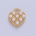 Dainty Padlock Heart Charm with Mini Pearl I-349 - DLUXCA