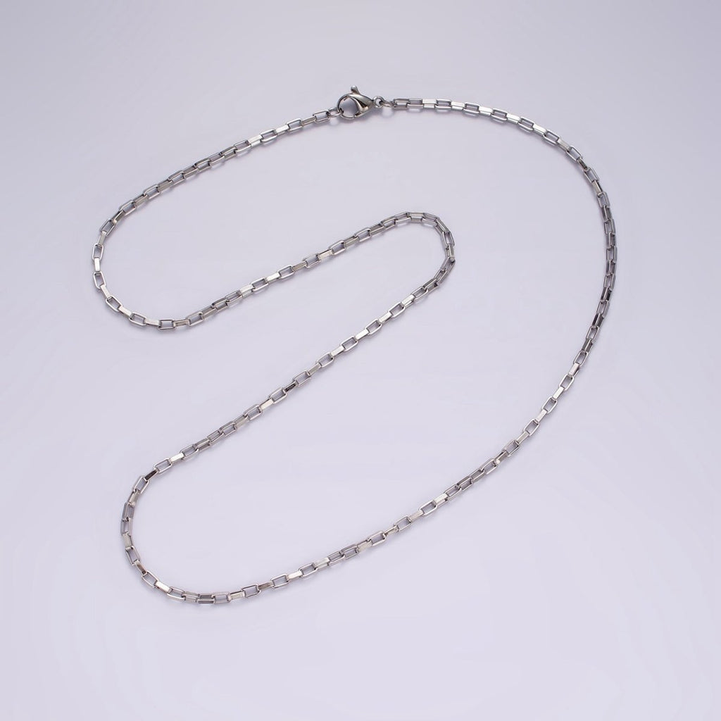 Dainty PaperClip Chain Necklace Stainless Steel 18 inch Necklace in Silver | WA-2410 - DLUXCA