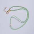 Dainty Pastel Color Glass Beaded Necklace Faceted Rondell Beads with Fresh Water Pearl Necklace | WA-1030 to WA-1033 Clearance Pricing