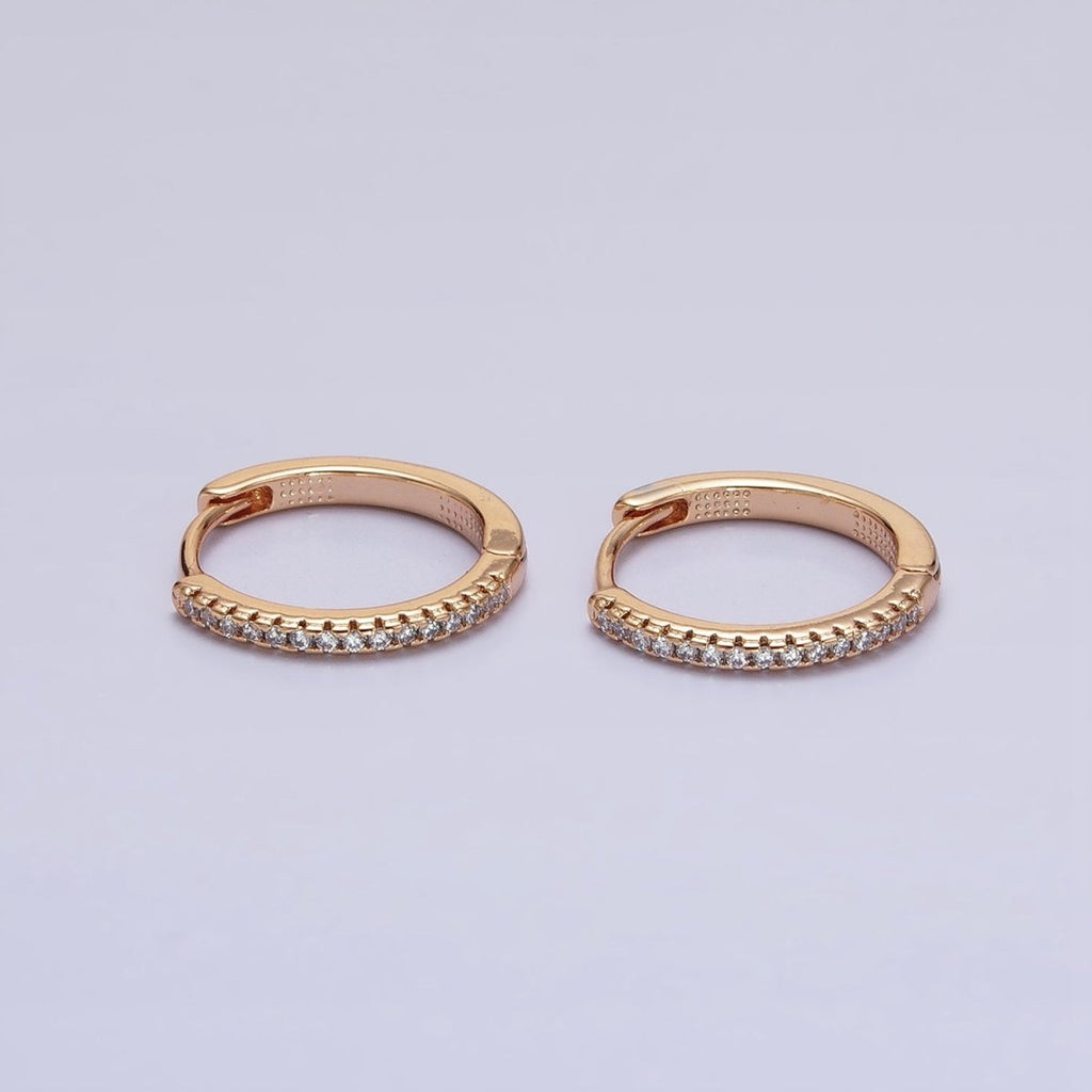 Dainty Pave Cz Hoop Earring with Clear Turquoise Multi Color Rainbow Cz Stone 17mm AD1349 AD1350 AD1352 AD1353