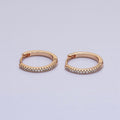 Dainty Pave Cz Hoop Earring with Clear Turquoise Multi Color Rainbow Cz Stone 17mm AD1349 AD1350 AD1352 AD1353