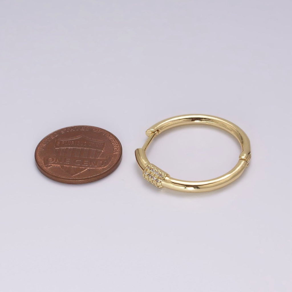 Dainty pave zirconia hoops, 25mm cz hoop earrings, Dainty earrings, Minimalist earrings, Thin hoops, Gold pave hoops T-231 T-232 - DLUXCA