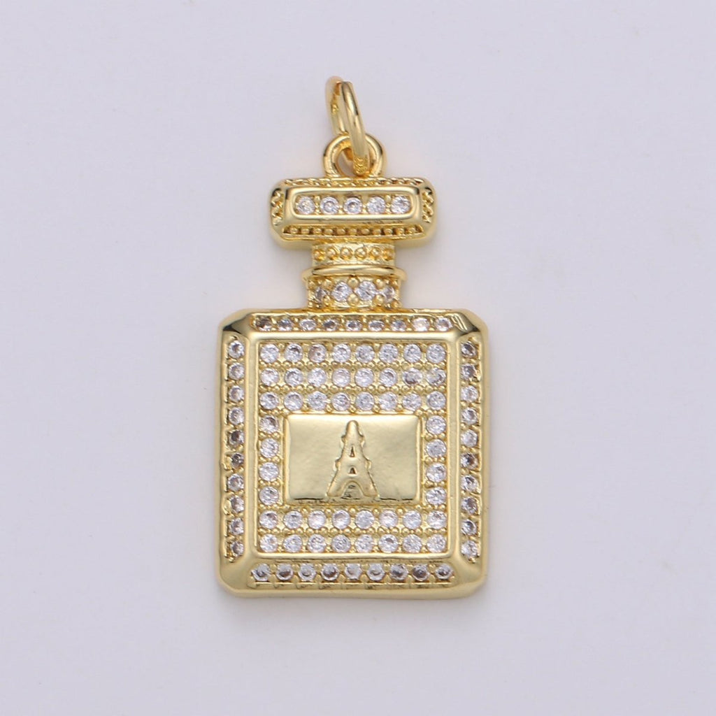Dainty perfume Bottle Charm, Micro Pave Bottle Charm for Necklace Bracelet Earring Component Jewelry Making Supply D-827 D-828