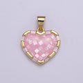Dainty Pink Charm Pendant - Gold plated Pendant - Heart Geometric Pendant H-055 - DLUXCA