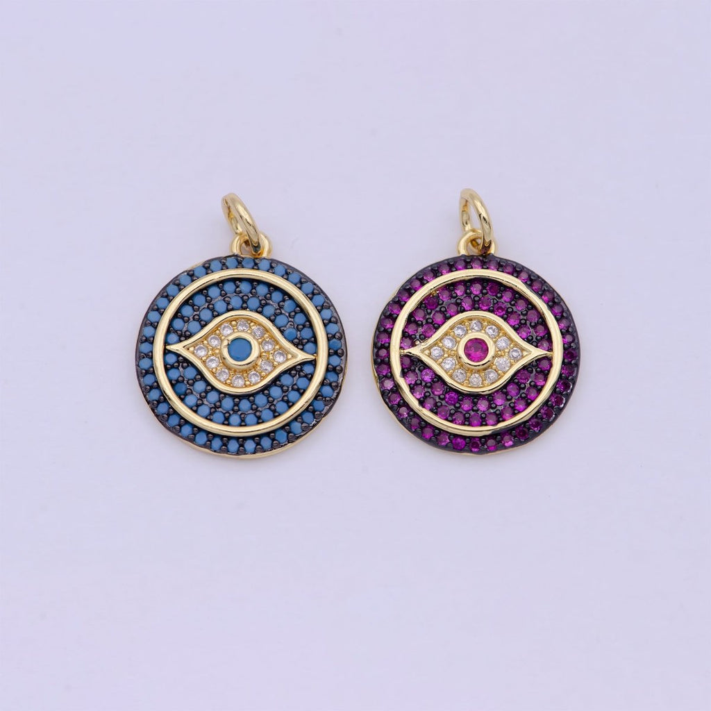 Dainty Pink Evil Eye Pendant for Necklace Charm in 24k Gold plated Evil Eye Charm for Bracelet Necklace Earring Supply 20x15mm D-192 - DLUXCA