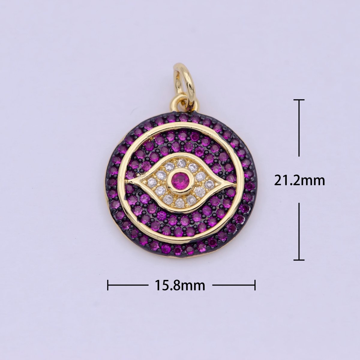 Dainty Pink Evil Eye Pendant for Necklace Charm in 24k Gold plated Evil Eye Charm for Bracelet Necklace Earring Supply 20x15mm D-192 - DLUXCA