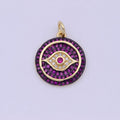 Dainty Pink Evil Eye Pendant for Necklace Charm in 24k Gold plated Evil Eye Charm for Bracelet Necklace Earring Supply 20x15mm D-192 - DLUXCA