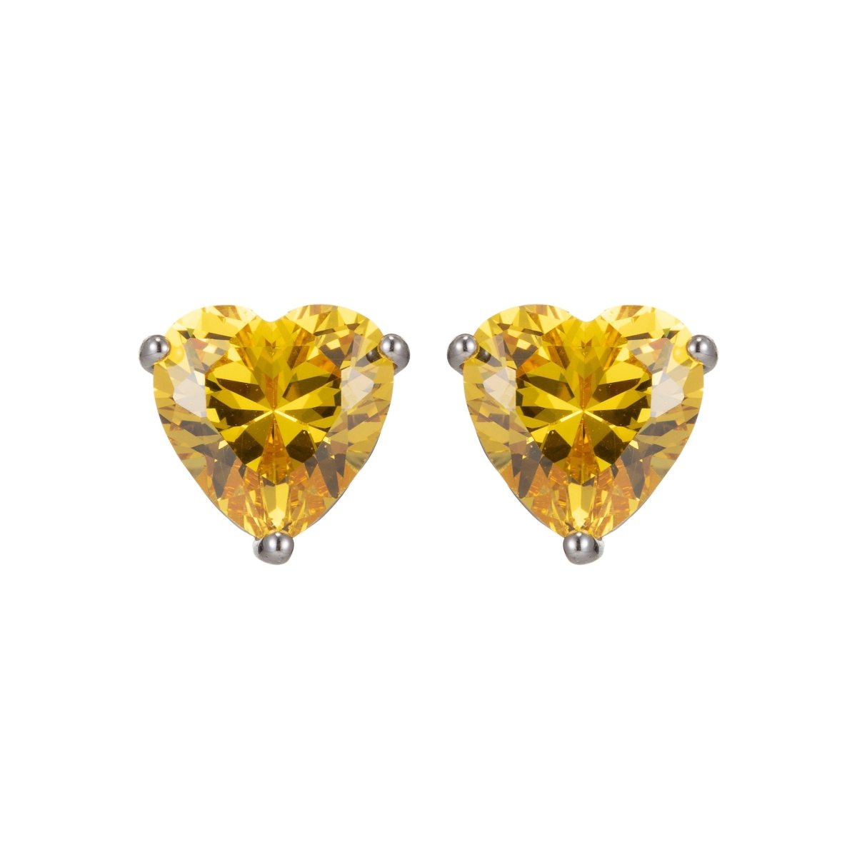 Dainty Pink heart earrings, Black CZ earrings, heart studs, Yellow solitaire earrings Purple Cubic studs for birthday gift Q-013 - Q-016 - DLUXCA