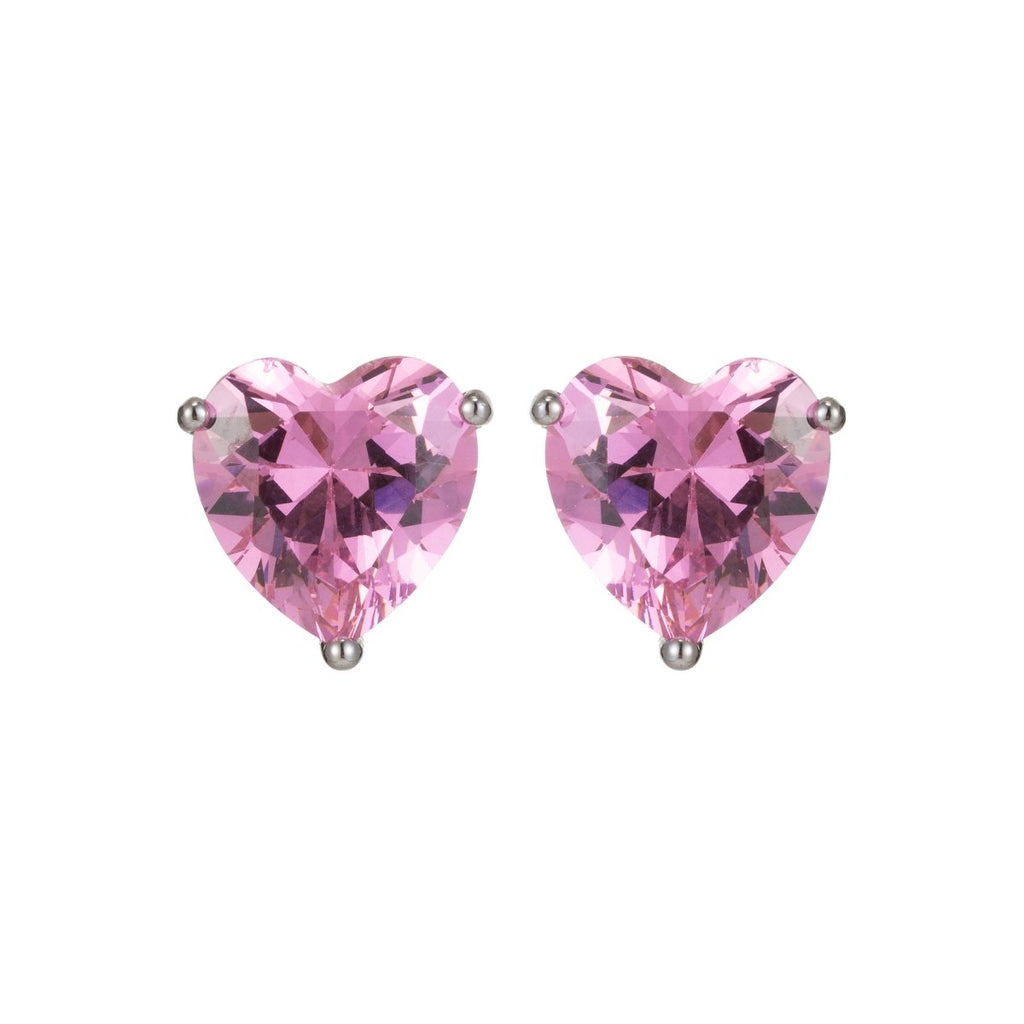 Dainty Pink heart earrings, Black CZ earrings, heart studs, Yellow solitaire earrings Purple Cubic studs for birthday gift Q-013 - Q-016 - DLUXCA