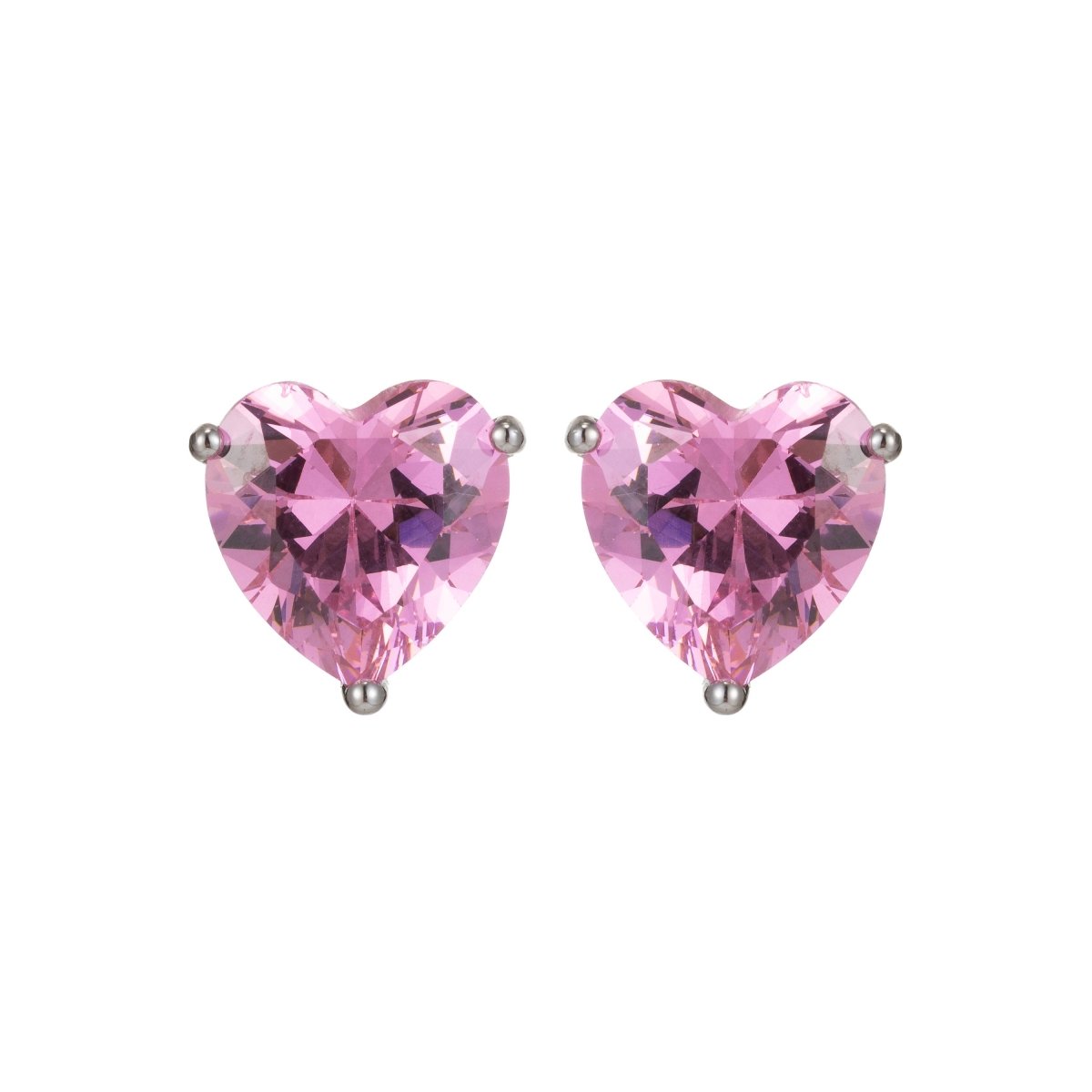 Dainty Pink heart earrings, Black CZ earrings, heart studs, Yellow solitaire earrings Purple Cubic studs for birthday gift Q-013 - Q-016 - DLUXCA