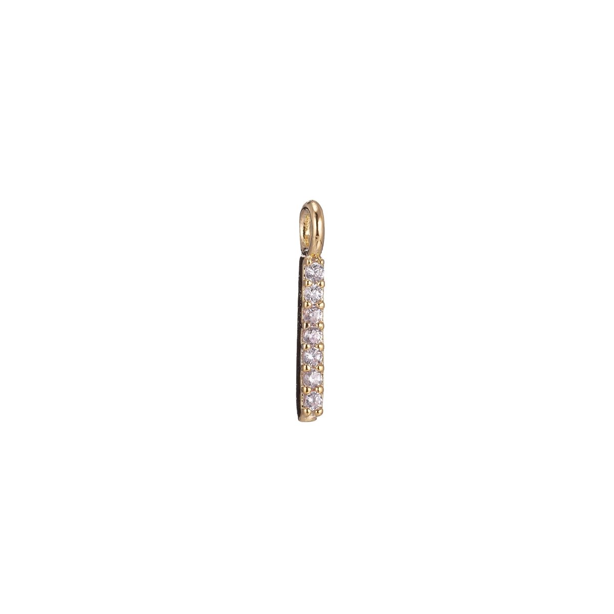 Dainty Rectangular Bar Charm, Micro Pave CZ Charm, 18K Gold plated Pendant Tiny Minimalist Chic Necklace Charm for Jewelry Making | C-385 - DLUXCA