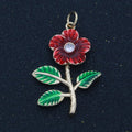 Dainty Red Flower Charm 18k Gold plated Floral Charm Rose Daisy Inspired Jewelry M-737 - DLUXCA