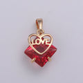 Dainty Red Gem Pendant Cubic Zirconia Rose Gold plated Heart Charm for Necklace Earring Bracelet Component J-105 - DLUXCA