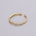 Dainty Ring, Gold Vermeil Minimalist Ring, Stacking Ring, Simple Open Ring, Cubic Zirconia Adjustable Ring, Thin Ring, Gift for Her R-127 - DLUXCA