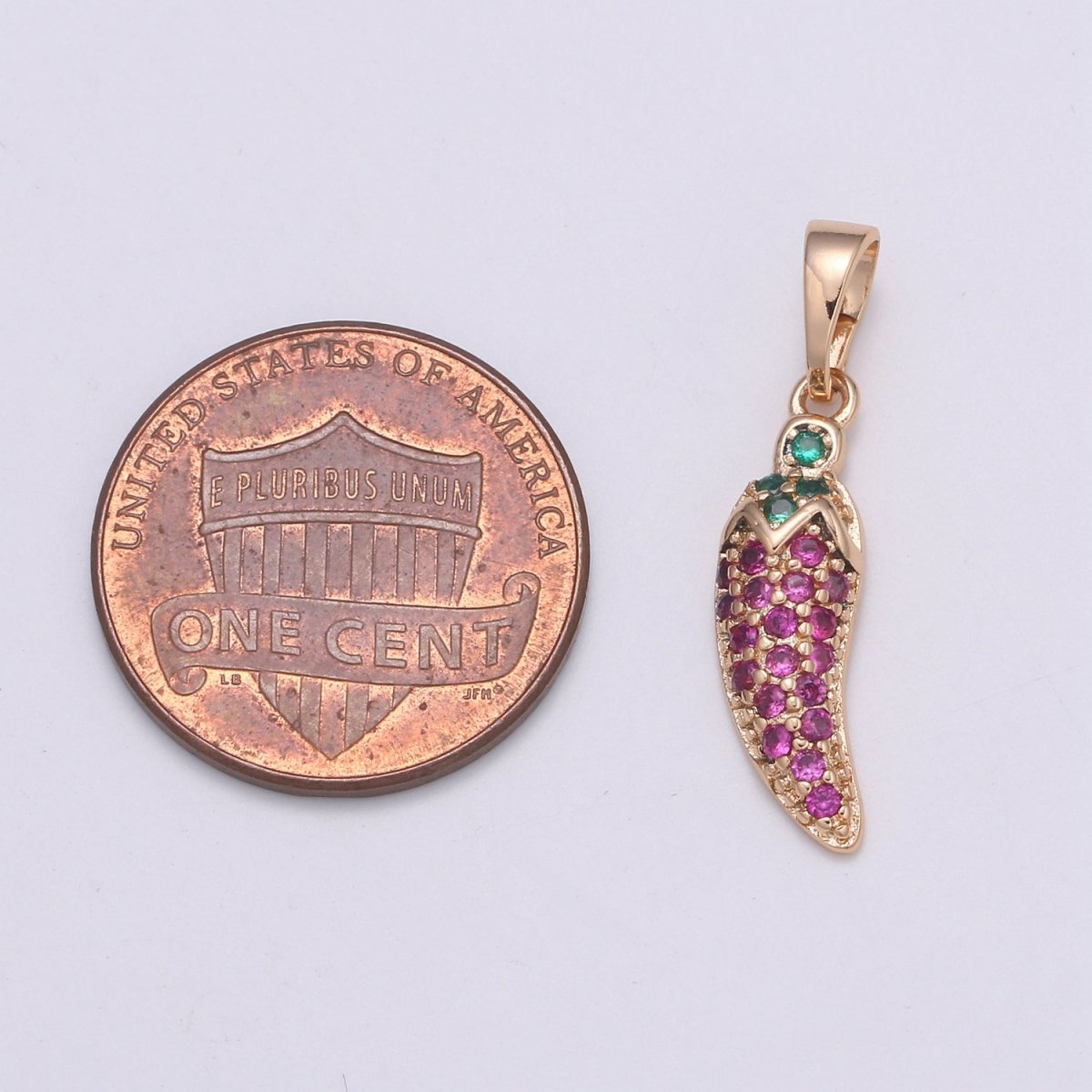 Dainty Rose Gold plated Chilli Pepper Charms, Micro Pave Chili Charm Food Charm for Bracelet Necklace Earring Mix Charm Supply Component - DLUXCA