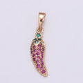 Dainty Rose Gold plated Chilli Pepper Charms, Micro Pave Chili Charm Food Charm for Bracelet Necklace Earring Mix Charm Supply Component - DLUXCA