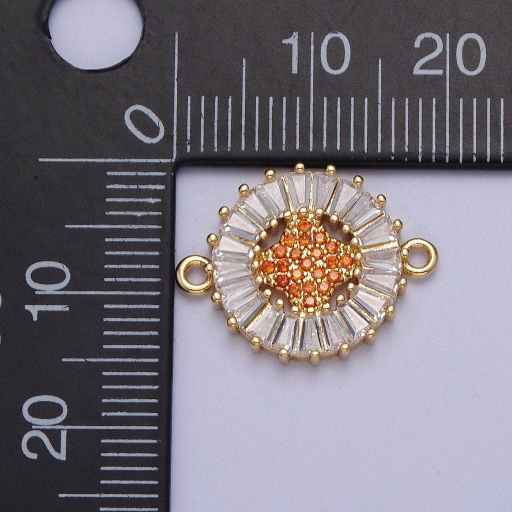 Dainty Round CZ Clover Gold plated Charm Connector Clear Baguette Link Connector for Bracelet Necklace Supply F-322 F-356 F-417 F-437 F-464 F-483