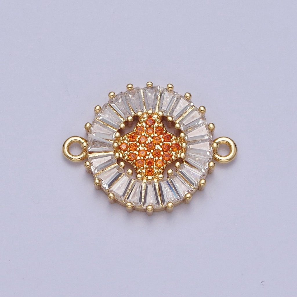 Dainty Round CZ Clover Gold plated Charm Connector Clear Baguette Link Connector for Bracelet Necklace Supply F-322 F-356 F-417 F-437 F-464 F-483