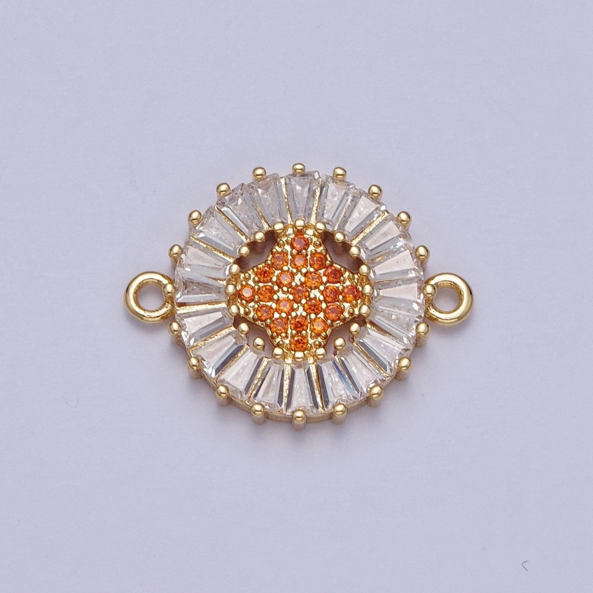 Dainty Round CZ Clover Gold plated Charm Connector Clear Baguette Link Connector for Bracelet Necklace Supply F-322 F-356 F-417 F-437 F-464 F-483