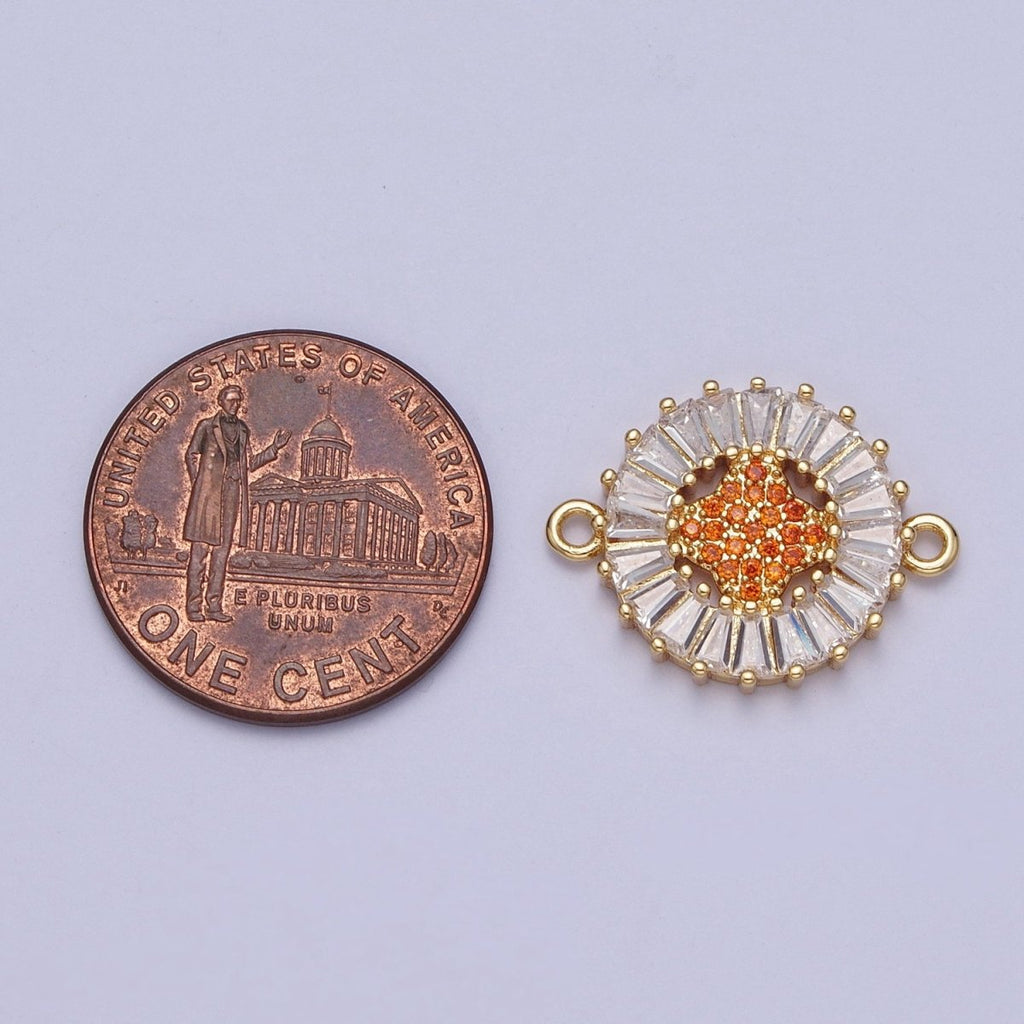 Dainty Round CZ Clover Gold plated Charm Connector Clear Baguette Link Connector for Bracelet Necklace Supply F-322 F-356 F-417 F-437 F-464 F-483