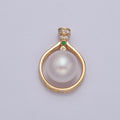Dainty Round Genuine Shell Pearl Pendant Minimalist Bridal Wedding Jewelry I-028 - DLUXCA