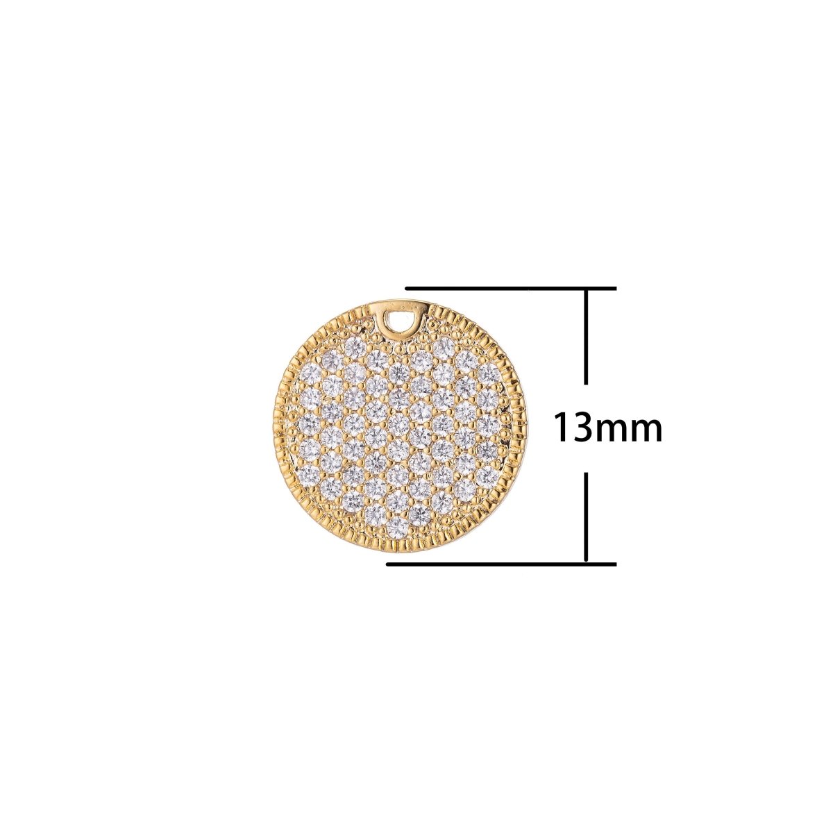 Dainty Round Gold Crystal Charm, Micro Pave CZ Charm, 18K Gold plated Pendant Circle Geometric Necklace Charm for Jewelry MakingC-381 - DLUXCA