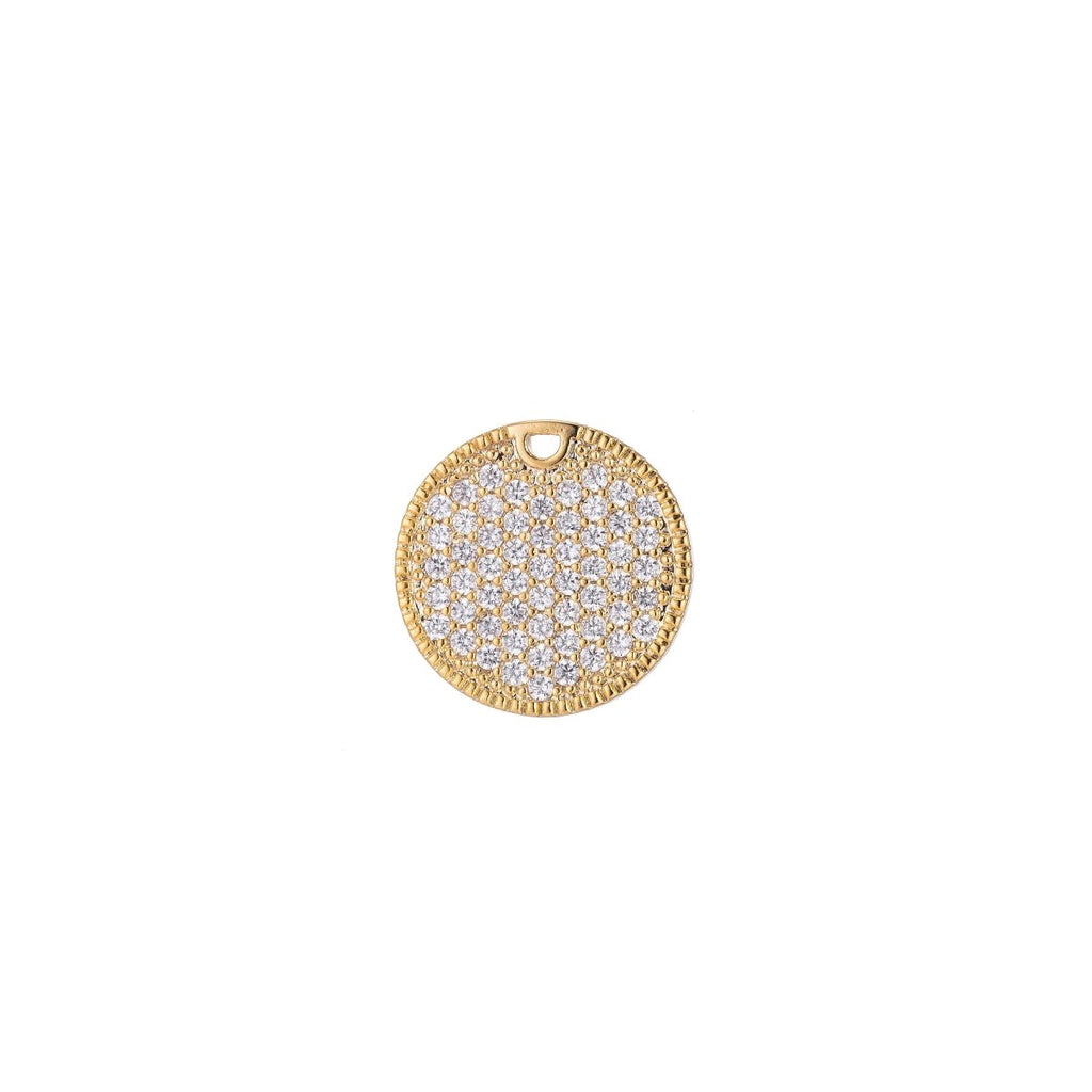 Dainty Round Gold Crystal Charm, Micro Pave CZ Charm, 18K Gold plated Pendant Circle Geometric Necklace Charm for Jewelry MakingC-381 - DLUXCA