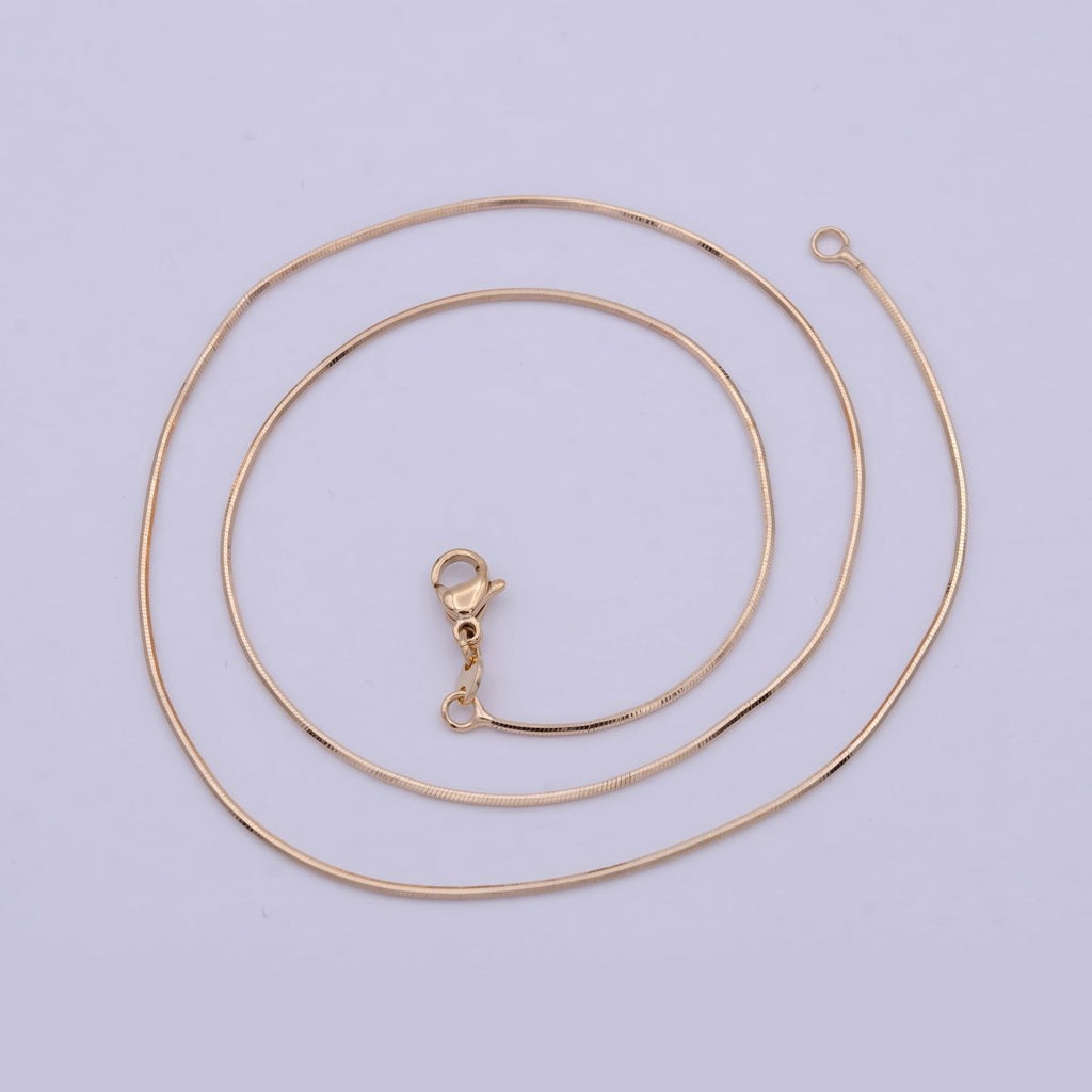 Dainty Round Snake Chain Herringbone Chain Necklace 17.5 Inch ready to wear | WA-800 Clearance Pricing - DLUXCA