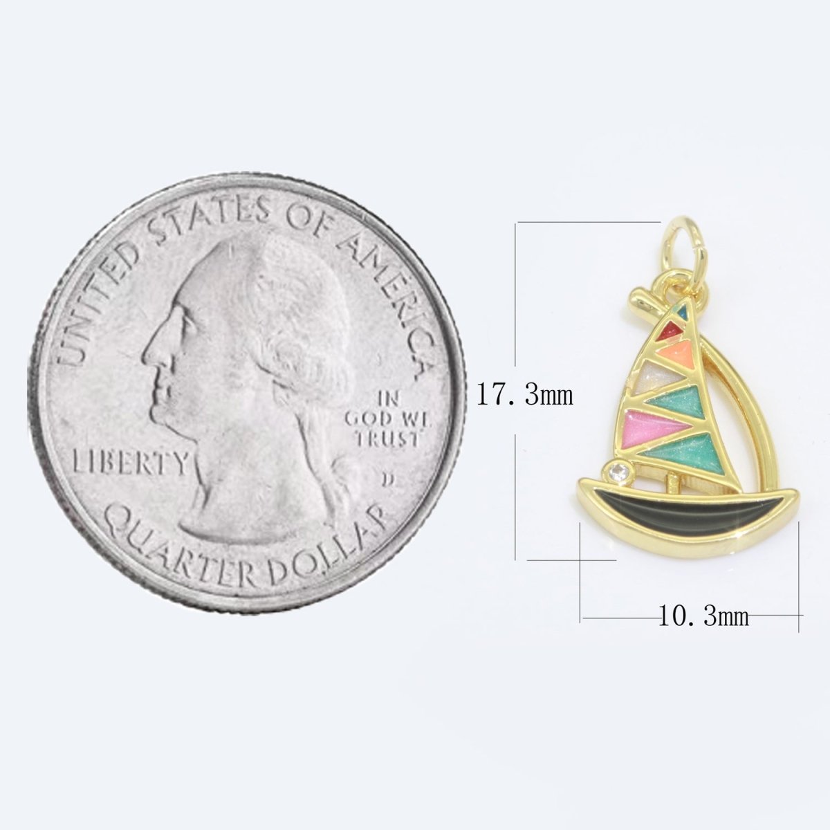 Dainty Sail Boat Charm Multi Color Enamel Gold plated Charm for Necklace Earring Bracelet Component M-529 M-757