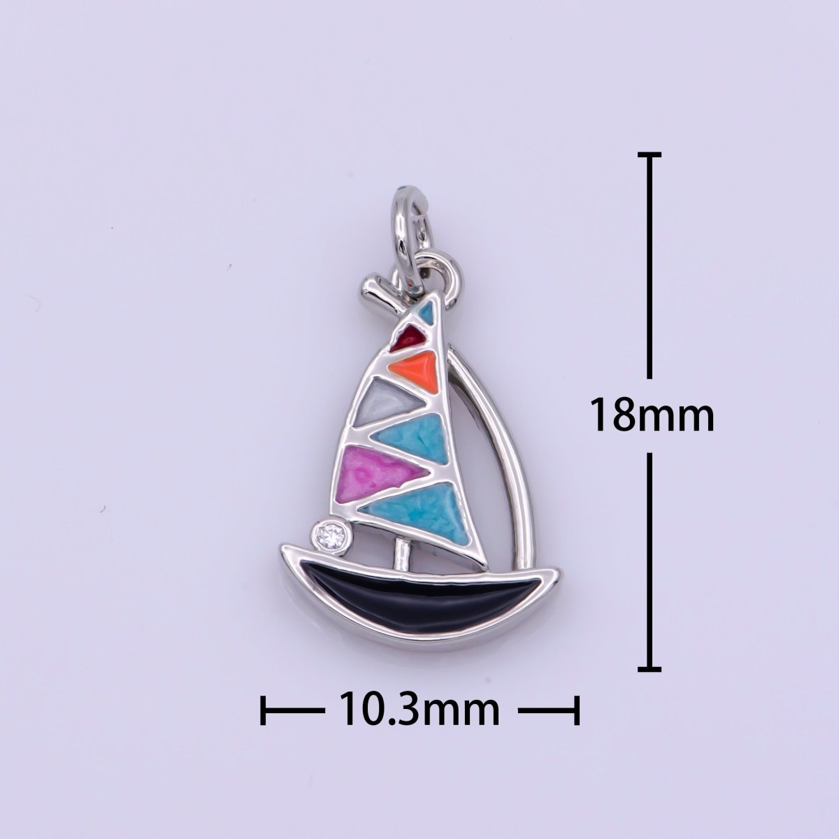 Dainty Sail Boat Charm Multi Color Enamel Gold plated Charm for Necklace Earring Bracelet Component M-529 M-757